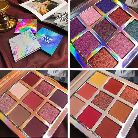 UCANBE Brand Shimmer Matte Eyeshadow Makeup Palette 9 Colors Holographic Nude Glow Pigment Eye Shadow Long Lasting Cosmetic Set