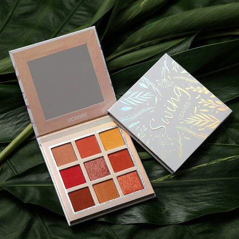 UCANBE Brand Shimmer Matte Eyeshadow Makeup Palette 9 Colors Holographic Nude Glow Pigment Eye Shadow Long Lasting Cosmetic Set