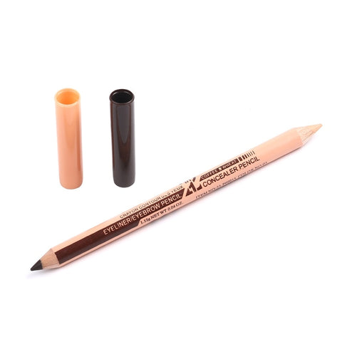 2pcs Women Professional 2 in 1 Double-end Make Up Waterproof Eyebrow Pen + Foundation Base Contour Makeup Face Concealer Pencil