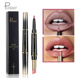 Pudaier New Double-end Matte Lip Lipstick Pencils Lip Liner Pen Waterproof Easy to Wear Nude Velvet Matte Lip Stick Cosmetic