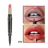 Pudaier New Double-end Matte Lip Lipstick Pencils Lip Liner Pen Waterproof Easy to Wear Nude Velvet Matte Lip Stick Cosmetic