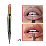 Pudaier New Double-end Matte Lip Lipstick Pencils Lip Liner Pen Waterproof Easy to Wear Nude Velvet Matte Lip Stick Cosmetic