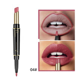 Pudaier New Double-end Matte Lip Lipstick Pencils Lip Liner Pen Waterproof Easy to Wear Nude Velvet Matte Lip Stick Cosmetic