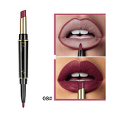 Pudaier New Double-end Matte Lip Lipstick Pencils Lip Liner Pen Waterproof Easy to Wear Nude Velvet Matte Lip Stick Cosmetic