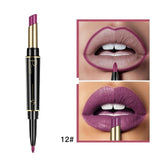 Pudaier New Double-end Matte Lip Lipstick Pencils Lip Liner Pen Waterproof Easy to Wear Nude Velvet Matte Lip Stick Cosmetic