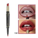 Pudaier New Double-end Matte Lip Lipstick Pencils Lip Liner Pen Waterproof Easy to Wear Nude Velvet Matte Lip Stick Cosmetic