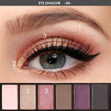 FOCALLURE 6 Colors Eyeshadow Palette Glamorous Smokey Color Eye Shadow Shimmer Glitter Smooth Creamy Powder Makeup Eye Shadow